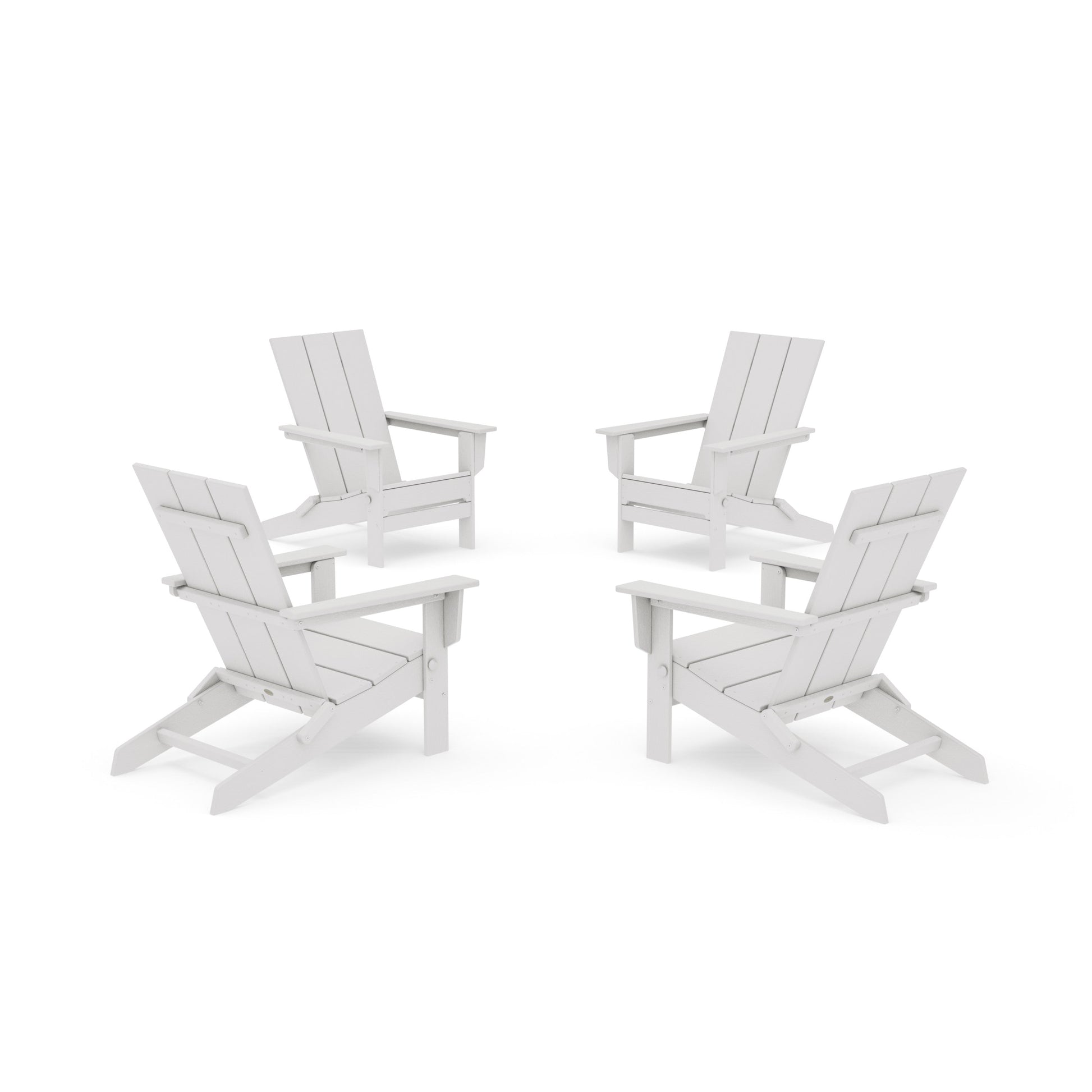 POLYWOOD 4-Piece Modern Studio Folding Adirondack Chair Conversation Set — Vintage White