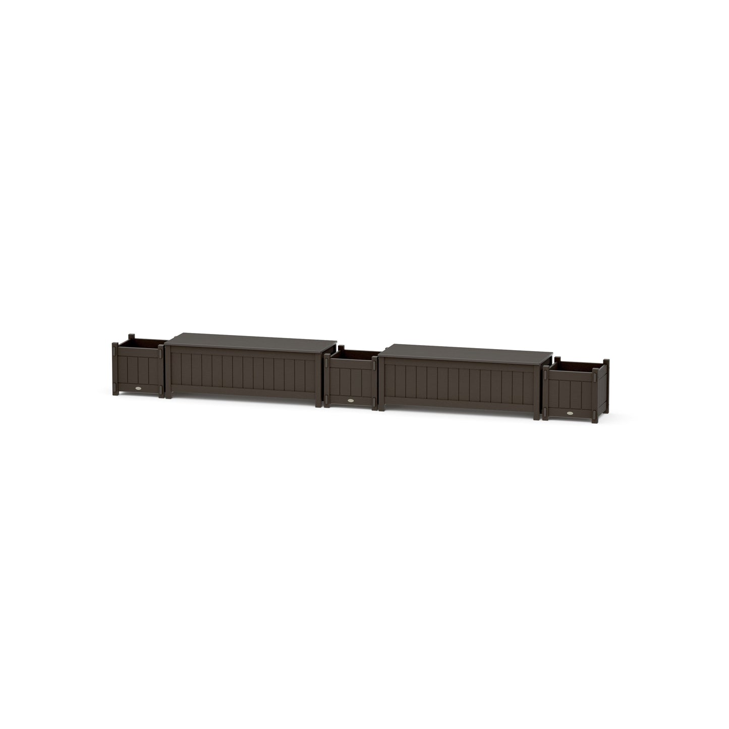 POLYWOOD 48" Vineyard Straight Double Planter Storage Bench Set — Vintage Coffee