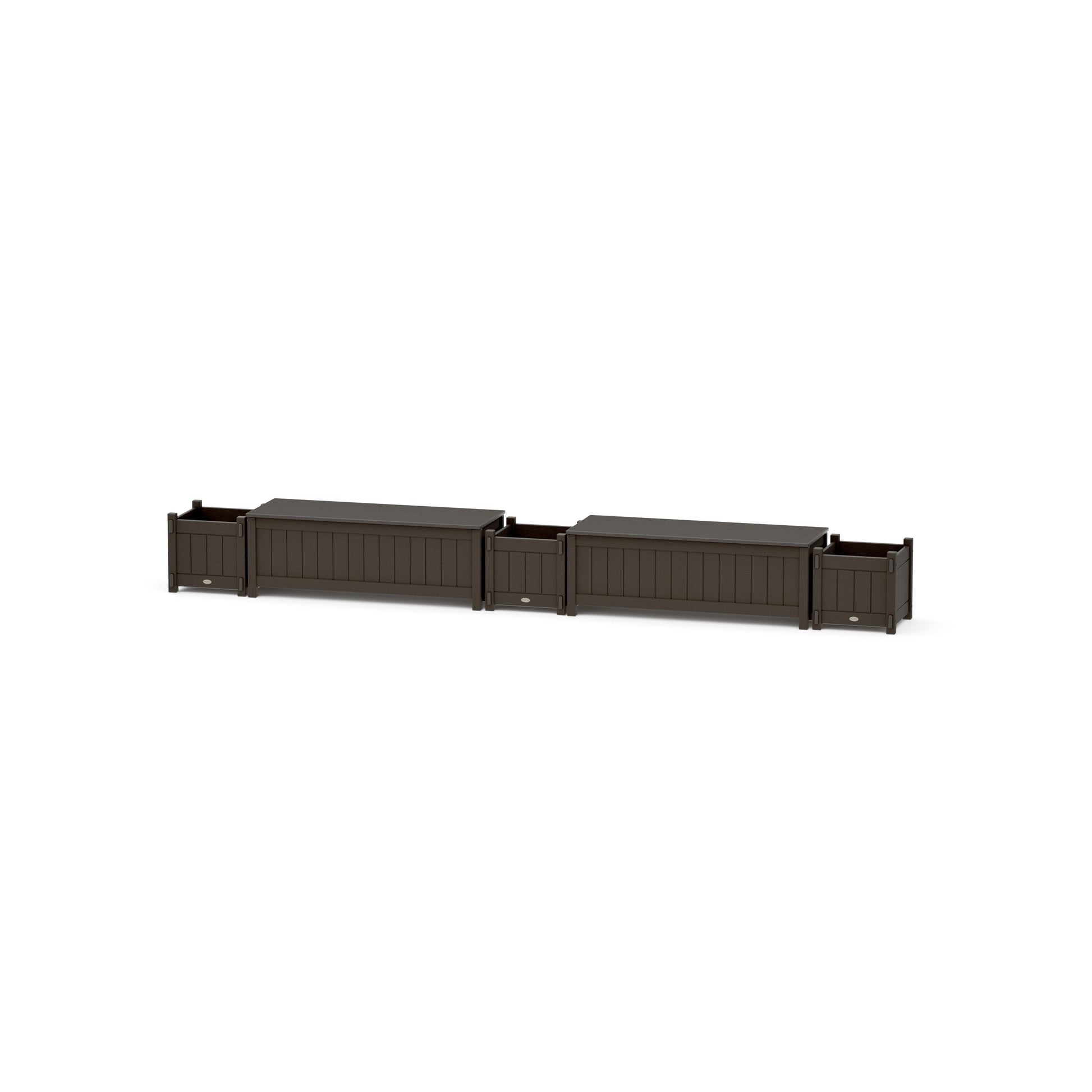 POLYWOOD 48" Vineyard Straight Double Planter Storage Bench Set — Vintage Coffee