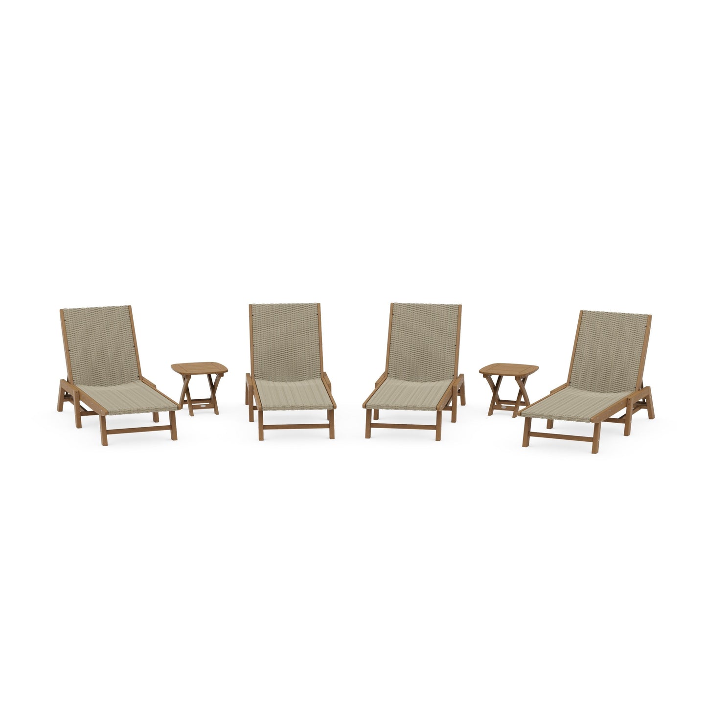 POLYWOOD 6- Piece Coastal Woven Chaise Chaise Lounge Set — Natural / Dune Grass