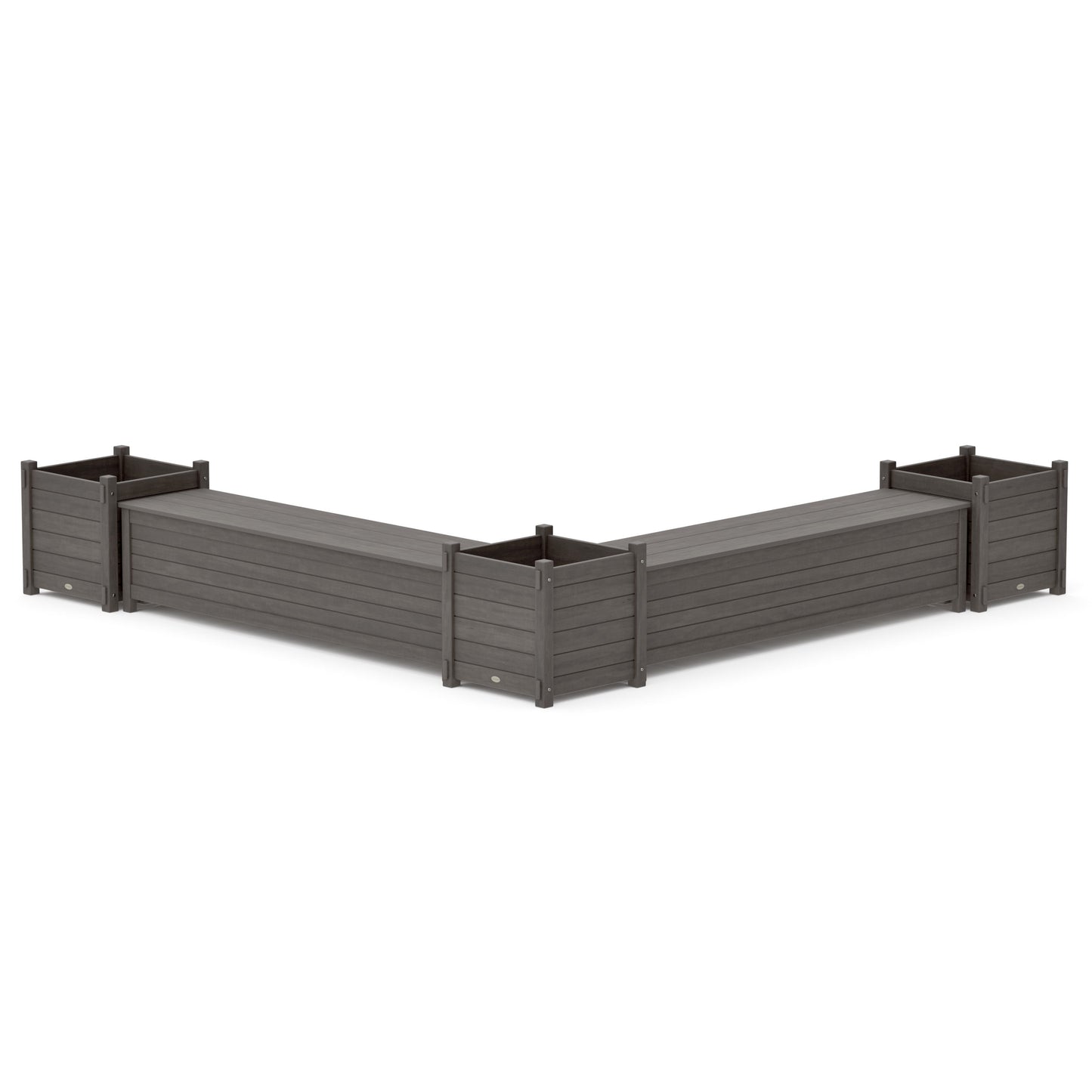 POLYWOOD 72" Nautical L- Shaped Planter Storage Bench Corner Set- Large — Driftwood
