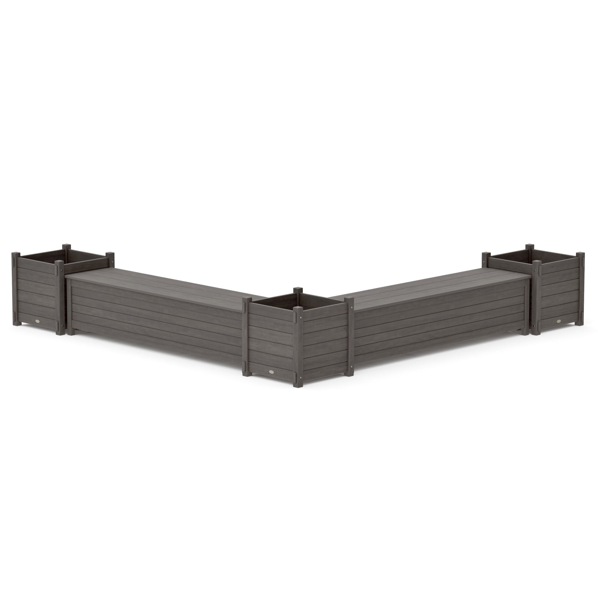 POLYWOOD 72" Nautical L- Shaped Planter Storage Bench Corner Set- Large — Driftwood