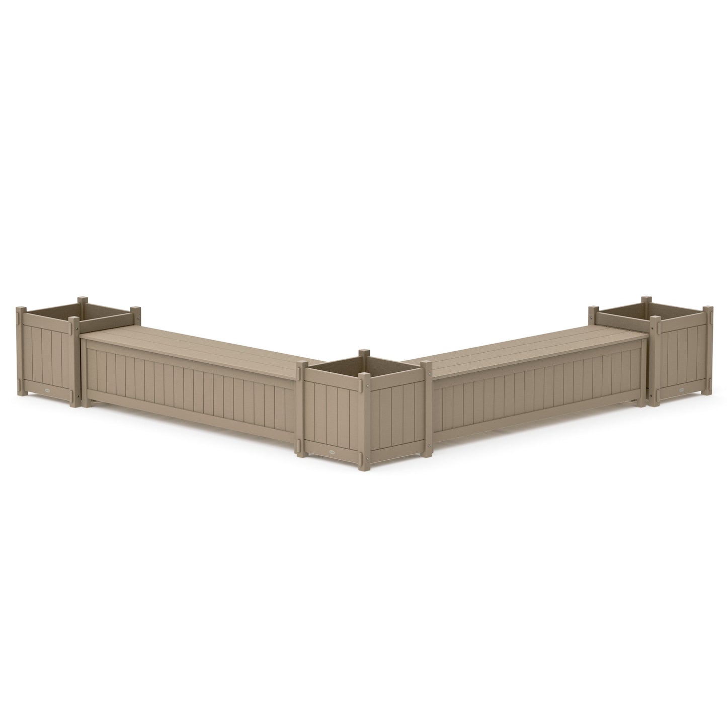 POLYWOOD 72" Vineyard L- Shaped Planter Storage Bench Corner Set- Large — Vintage Sahara