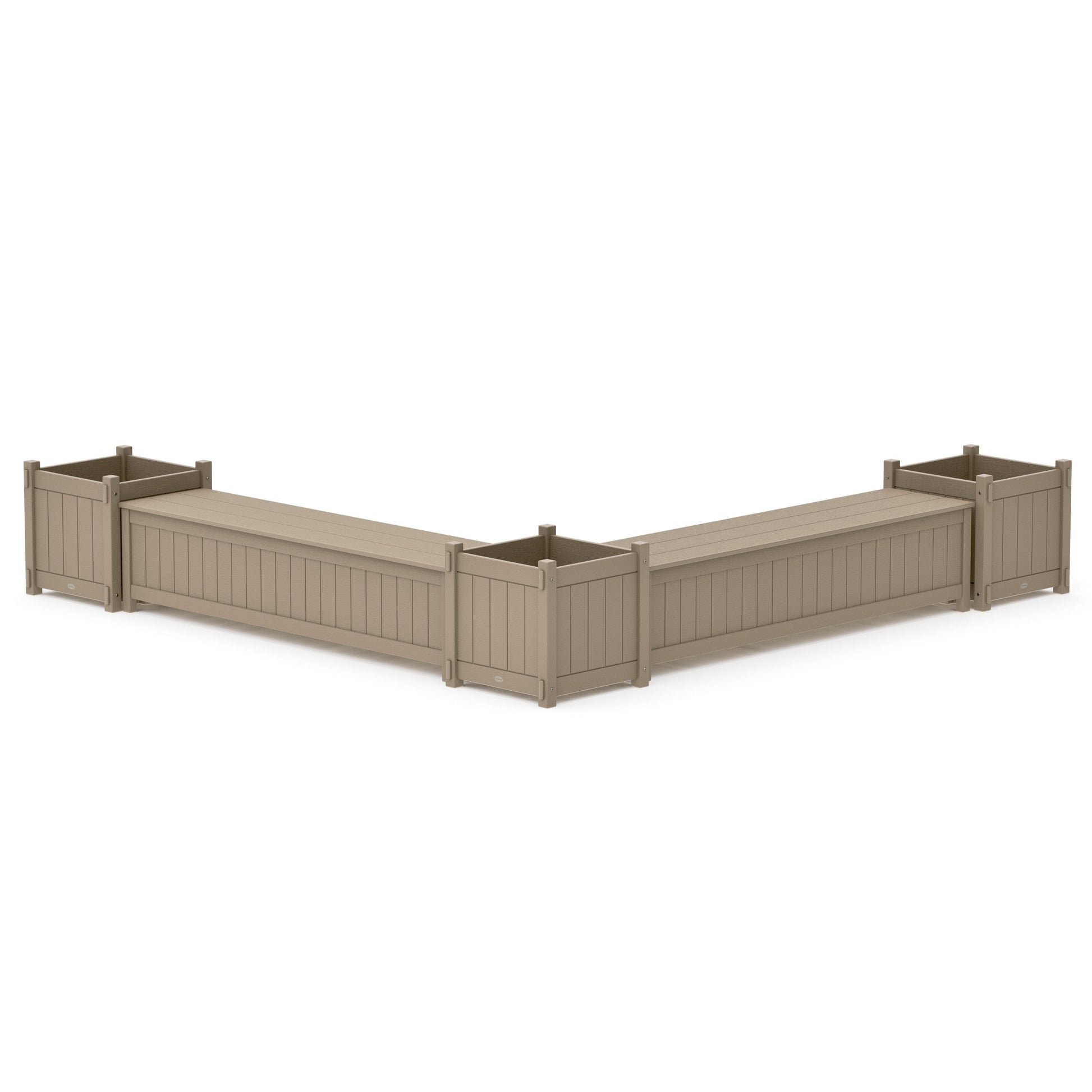 POLYWOOD 72" Vineyard L- Shaped Planter Storage Bench Corner Set- Large — Vintage Sahara