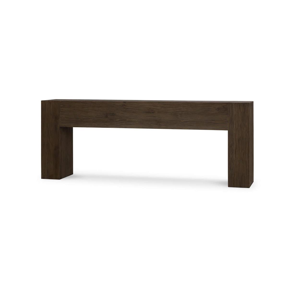Bramble Tuscan Teak Console in Tuscan Brown with Weathered Teak Distress