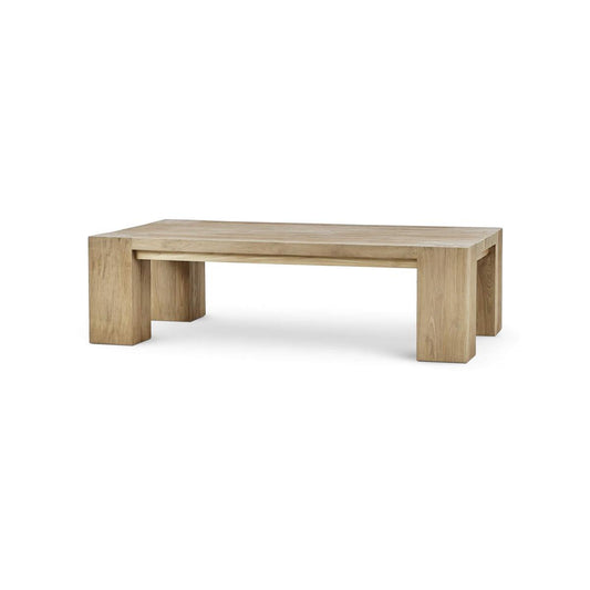 Bramble Tuscan Rustic Distressed Teak Coffee Table in Teak Natural with Weathered Teak Distressing