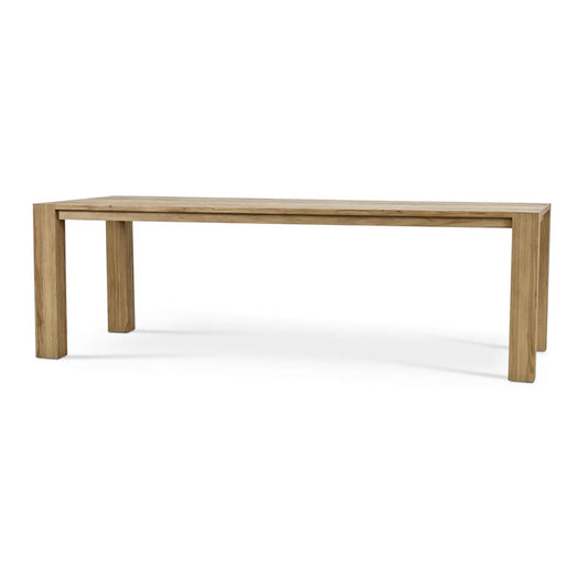 Bramble Tuscan Rustic Distressed Teak Dining Table 96'' in Teak Natural with Weathered Teak Distressing