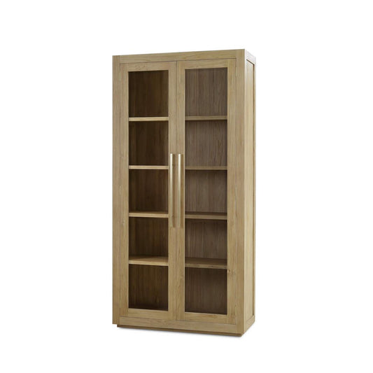 Bramble Tuscan Rustic Distressed Teak Display Cabinet in Teak Natural with Weathered Teak Distressing