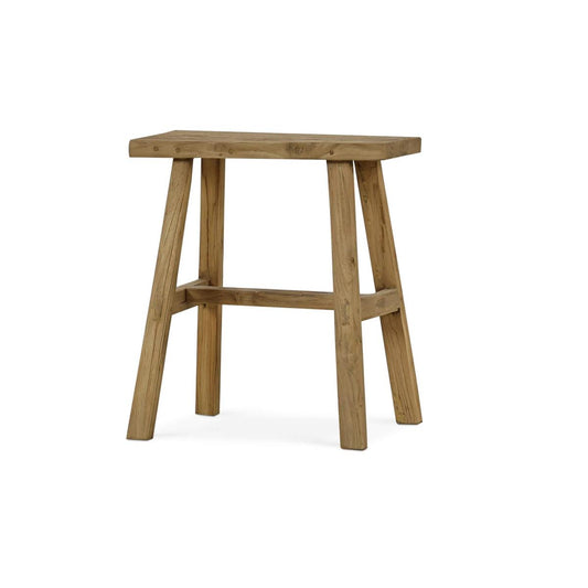 Bramble Tuscan Rustic Distressed Teak Stool in Teak Natural with Weathered Teak Distressing