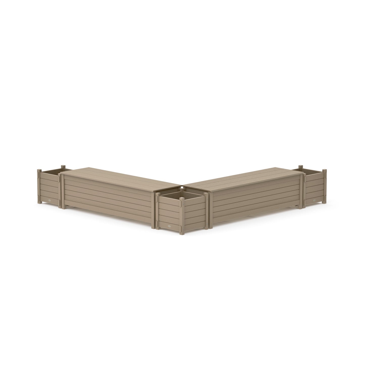 POLYWOOD 60" Nautical L- Shaped Planter Storage Bench Corner Set — Vintage Sahara
