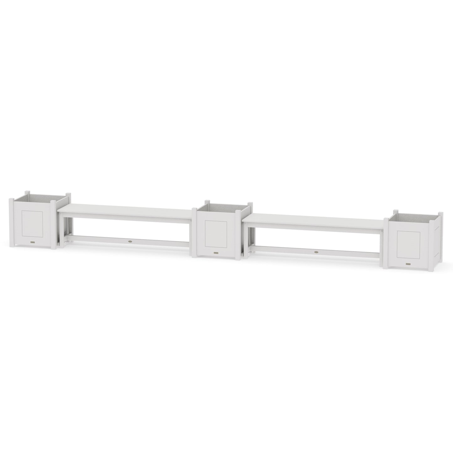 POLYWOOD 60" Country Living Straight Double Planter Bench Set - Large — Vintage White