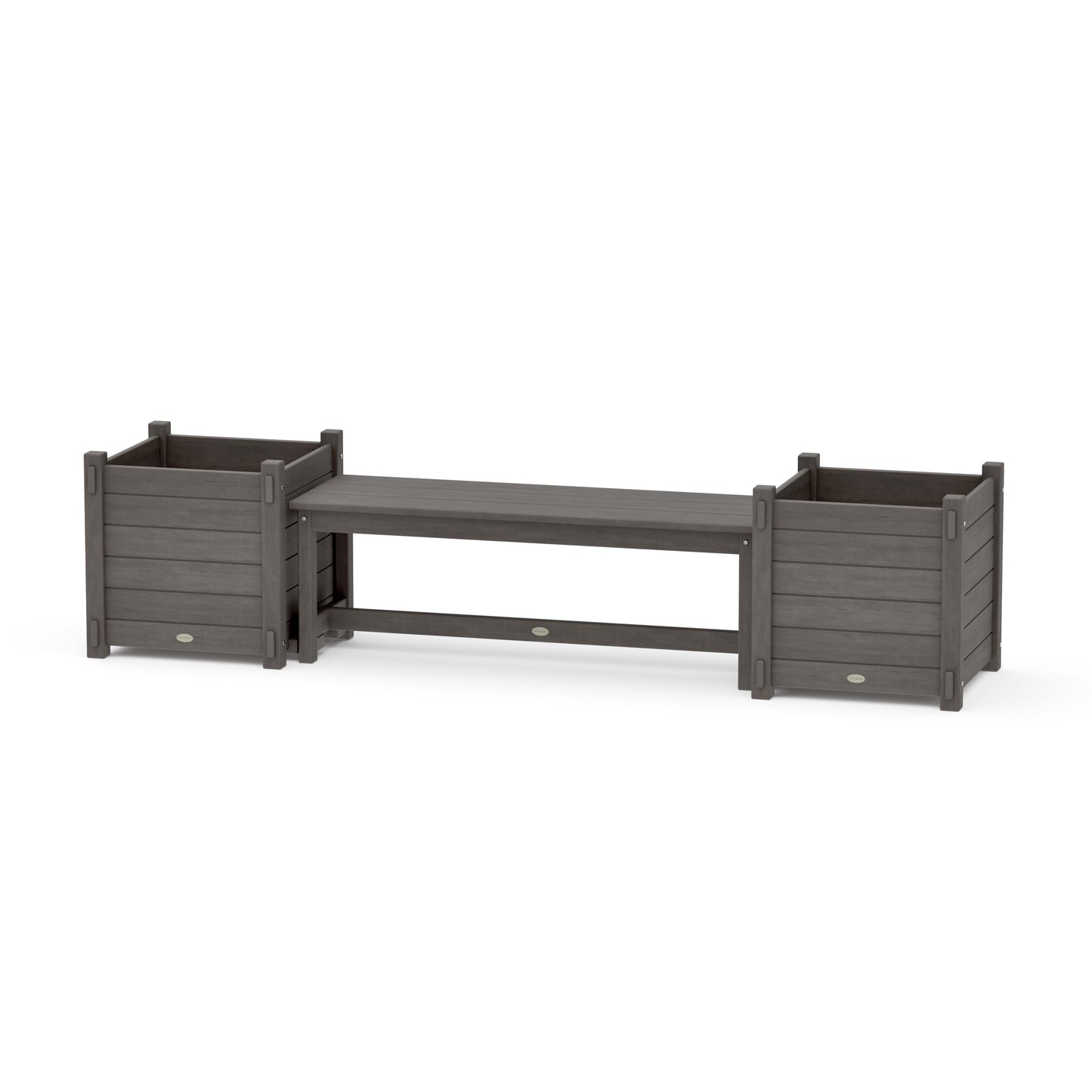 POLYWOOD 48" Nautical Straight Planter Bench Set - Large — Driftwood