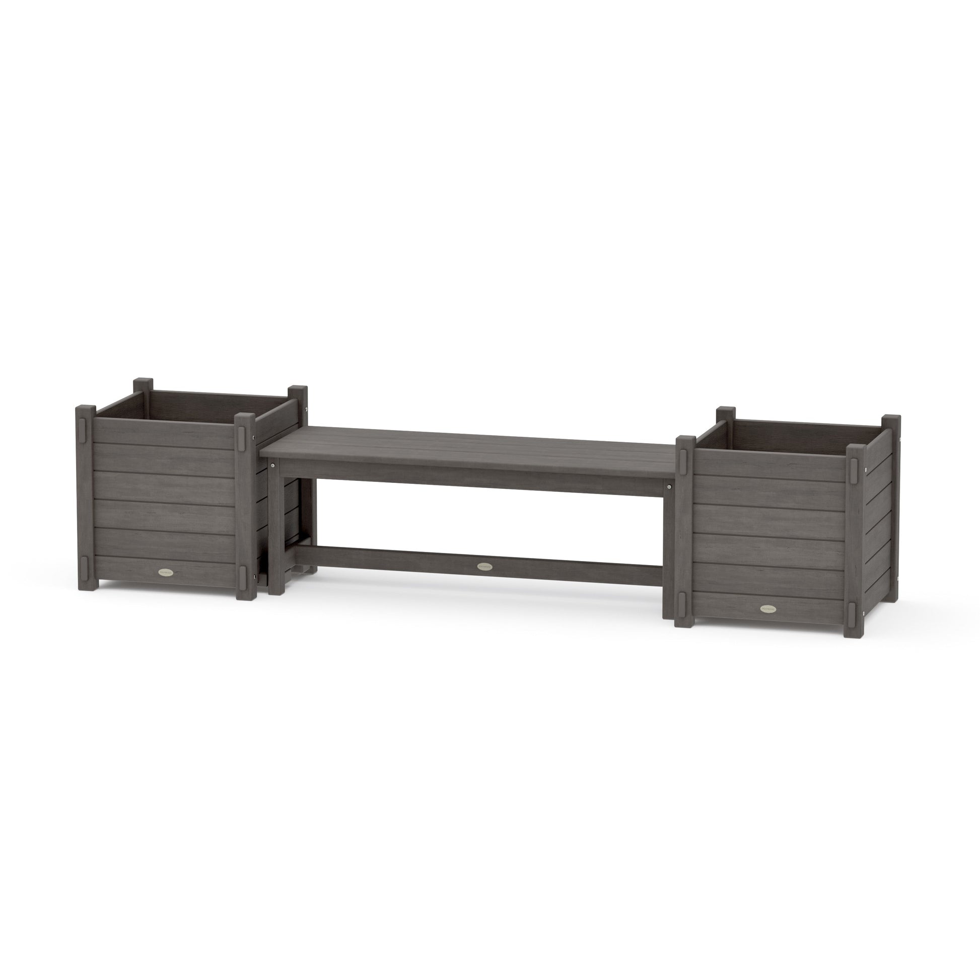 POLYWOOD 48" Nautical Straight Planter Bench Set - Large — Driftwood
