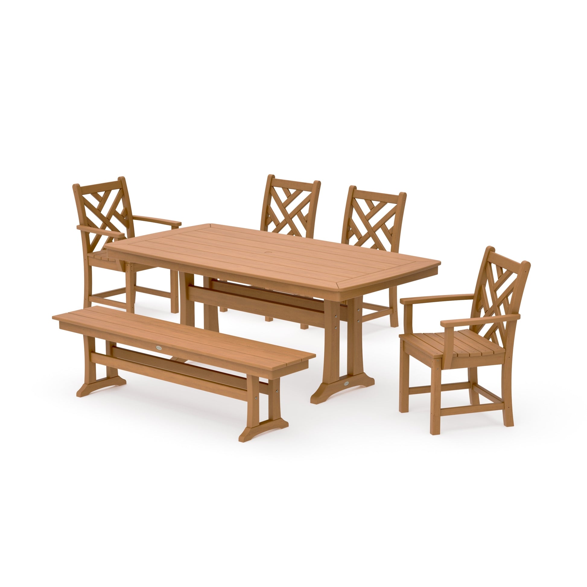 POLYWOOD Chippendale 6-Piece Dining Set with Trestle Legs — Natural