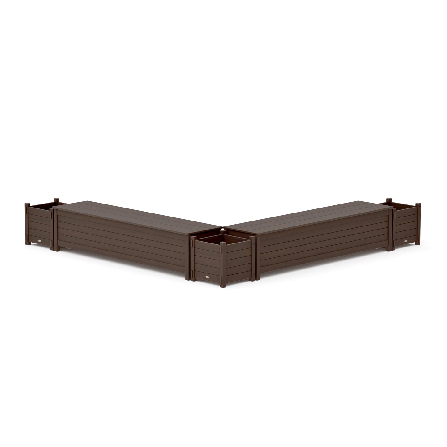 POLYWOOD 72" Nautical L- Shaped Planter Storage Bench Corner Set — Kona