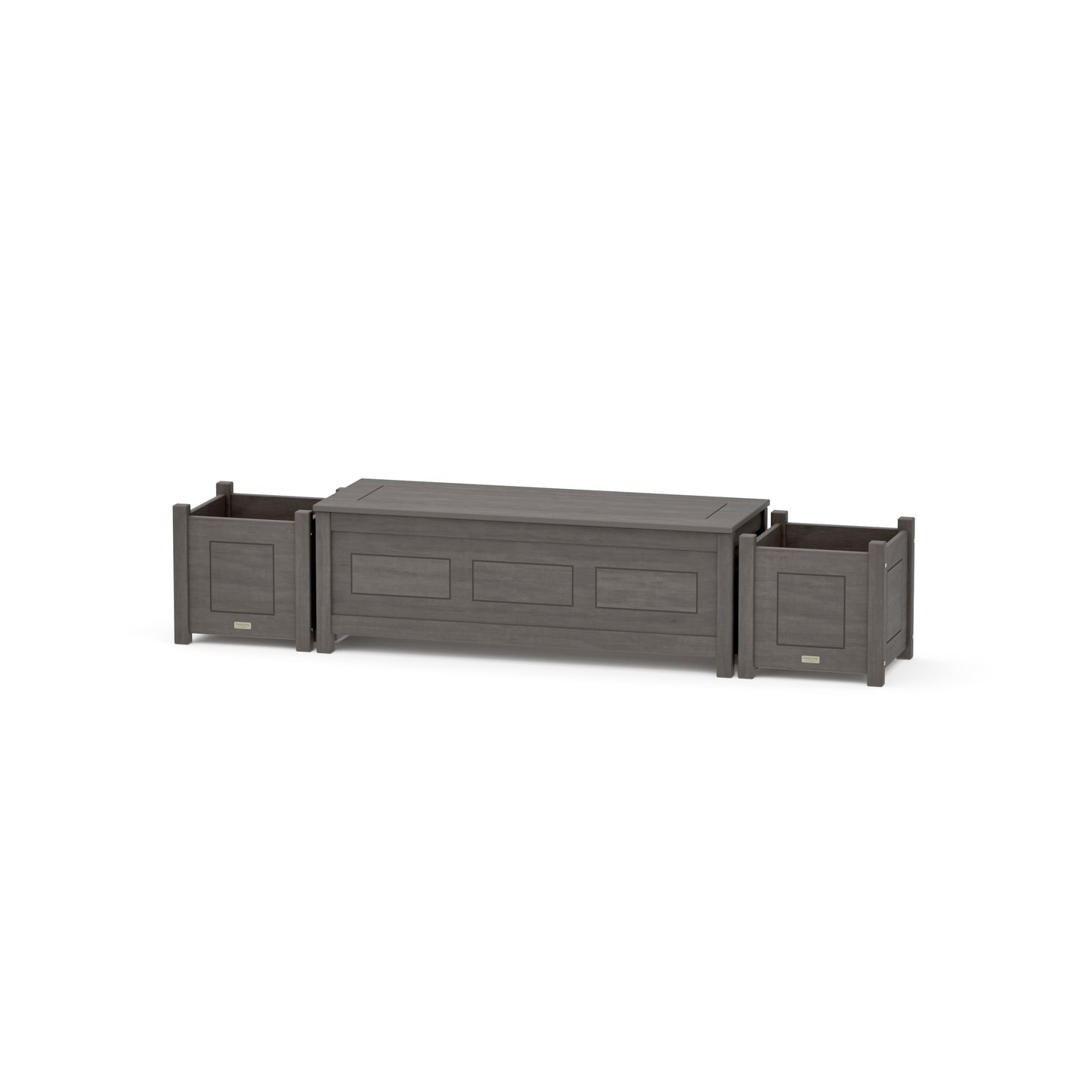 POLYWOOD 48" Country Living Straight Planter Storage Bench Set — Driftwood
