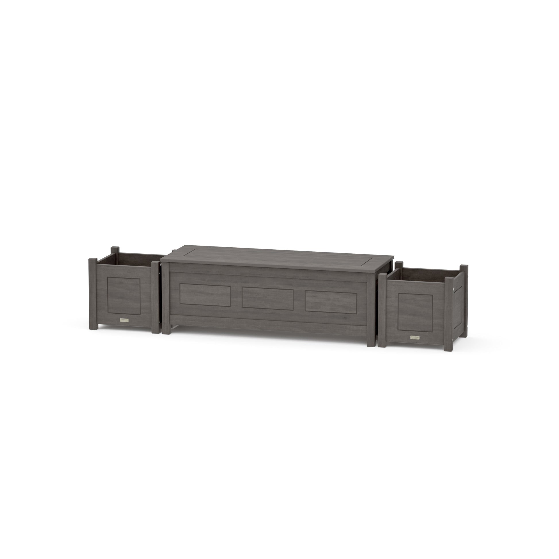 POLYWOOD 48" Country Living Straight Planter Storage Bench Set — Driftwood