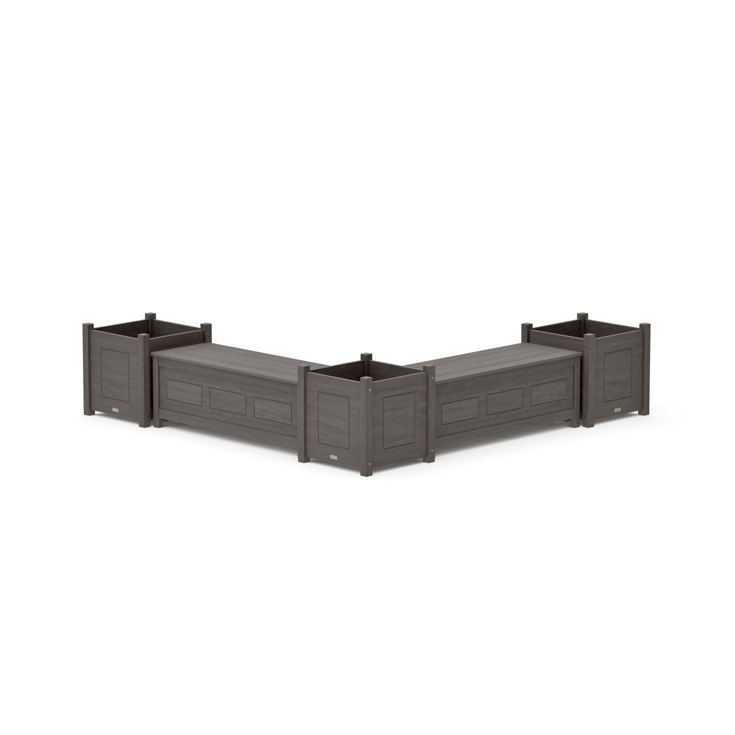 POLYWOOD 48" Country Living L- Shaped Planter Storage Bench Corner Set- Large — Driftwood
