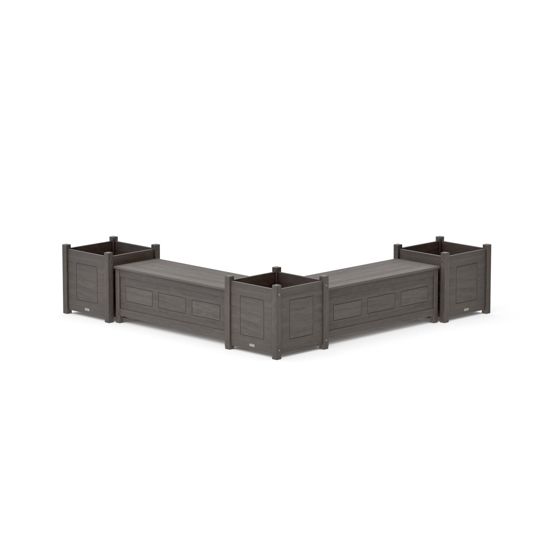 POLYWOOD 48" Country Living L- Shaped Planter Storage Bench Corner Set- Large — Driftwood
