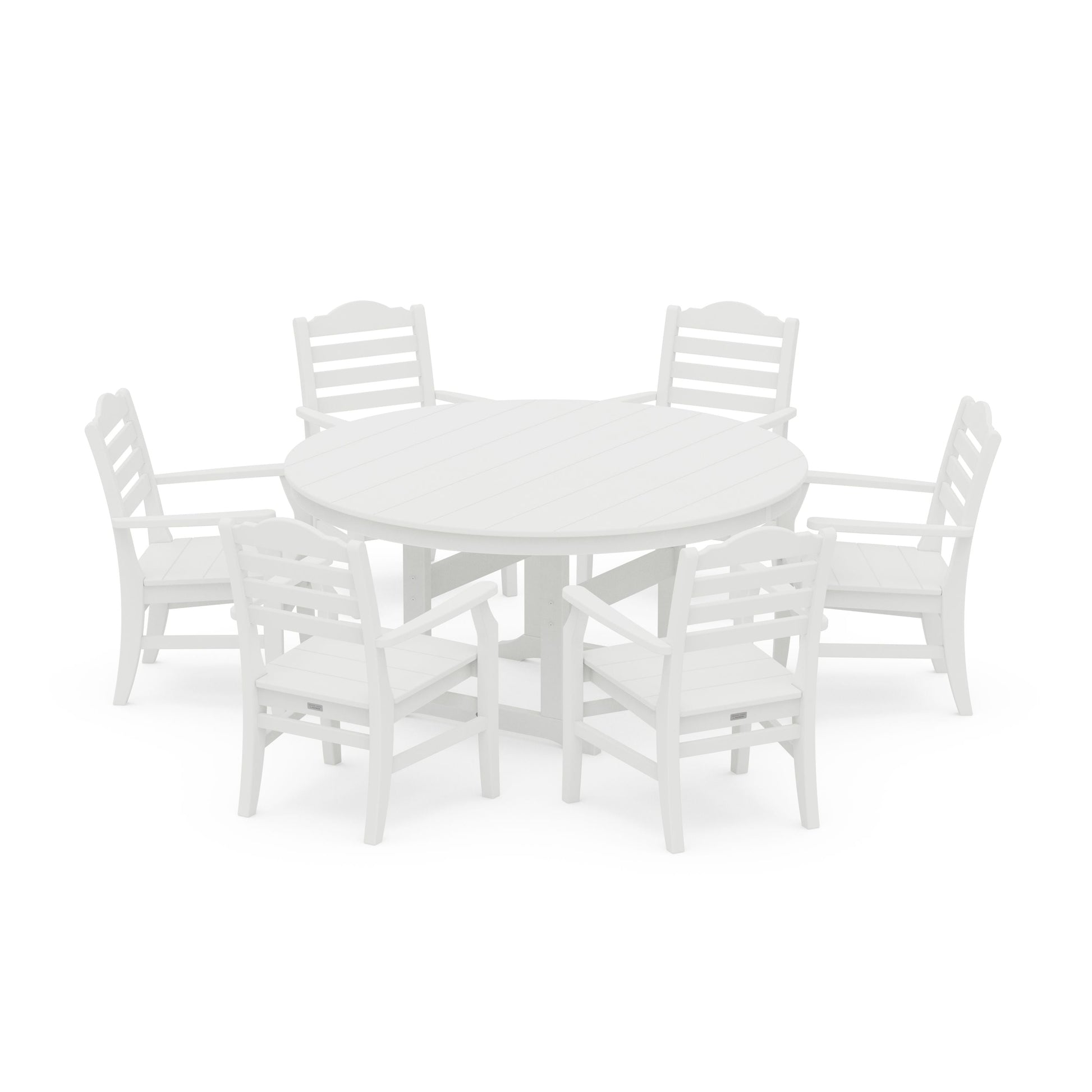 POLYWOOD Savannah 7-Piece Arm Chair Round Farmhouse Dining Set — White