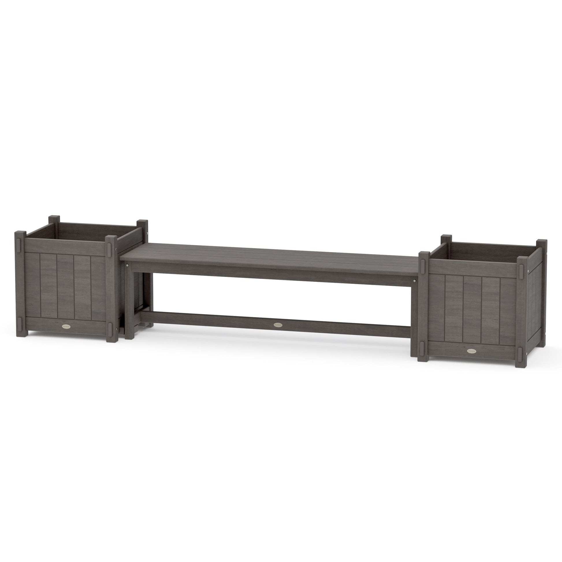 POLYWOOD 60" Vineyard Straight Planter Bench Set - Large — Driftwood