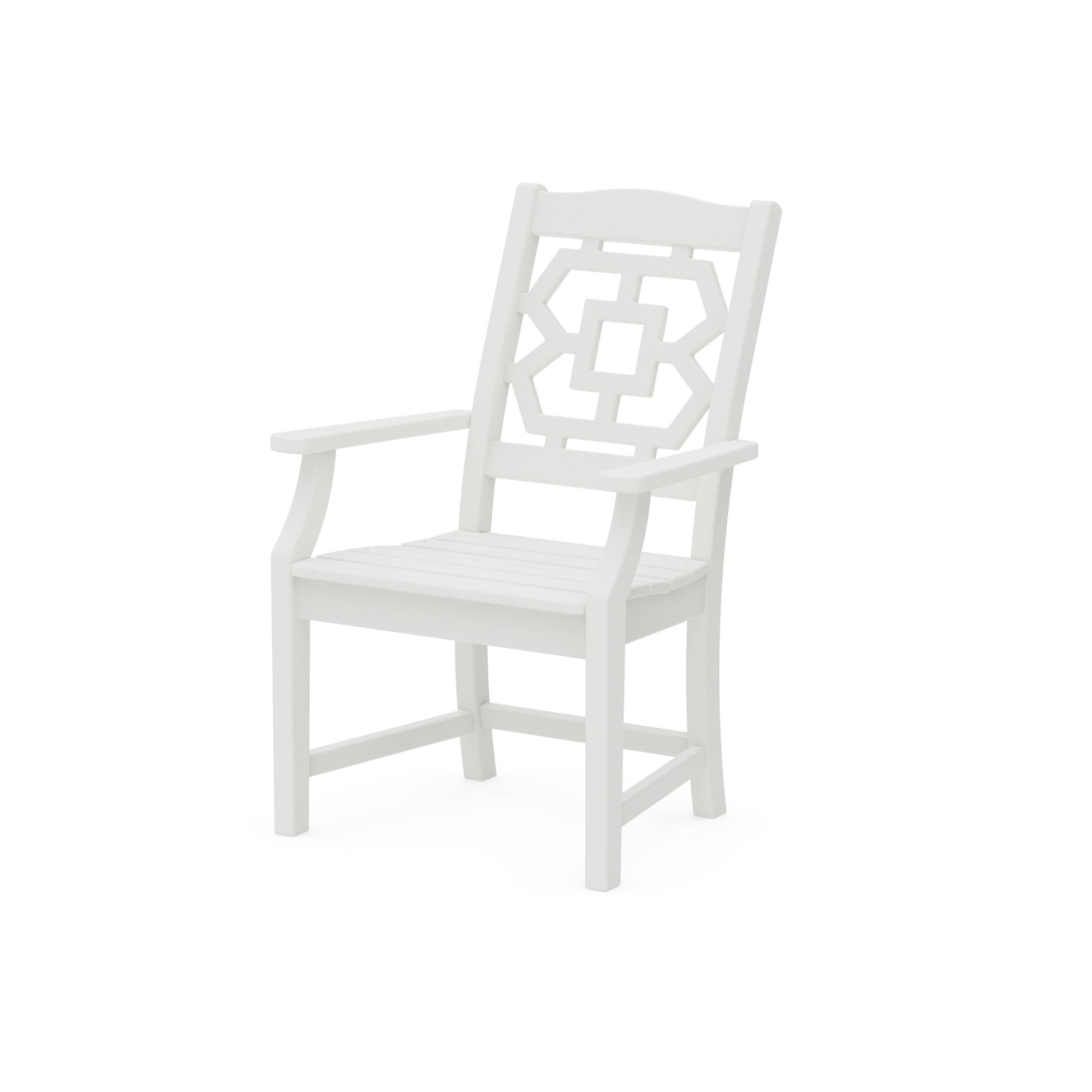 POLYWOOD Chinoiserie Dining Arm Chair — Vintage White