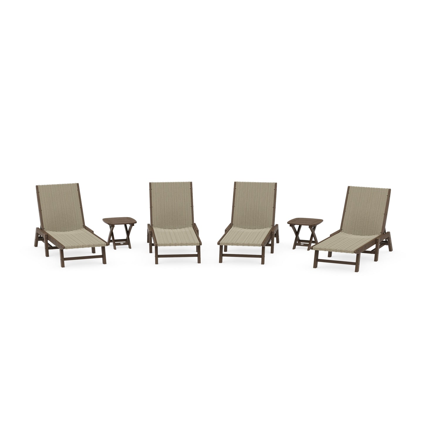 POLYWOOD 6- Piece Coastal Woven Chaise Chaise Lounge Set — Kona / Dune Grass