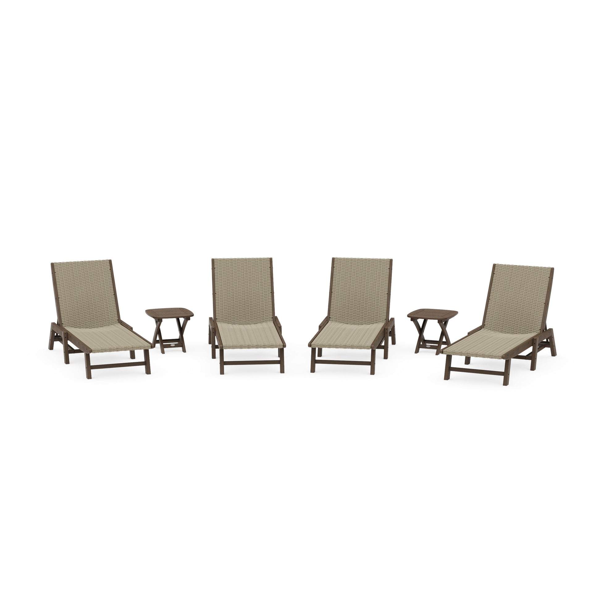 POLYWOOD 6- Piece Coastal Woven Chaise Chaise Lounge Set — Kona / Dune Grass