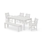 POLYWOOD Chippendale 6-Piece Parsons Dining Set with Bench — Vintage White
