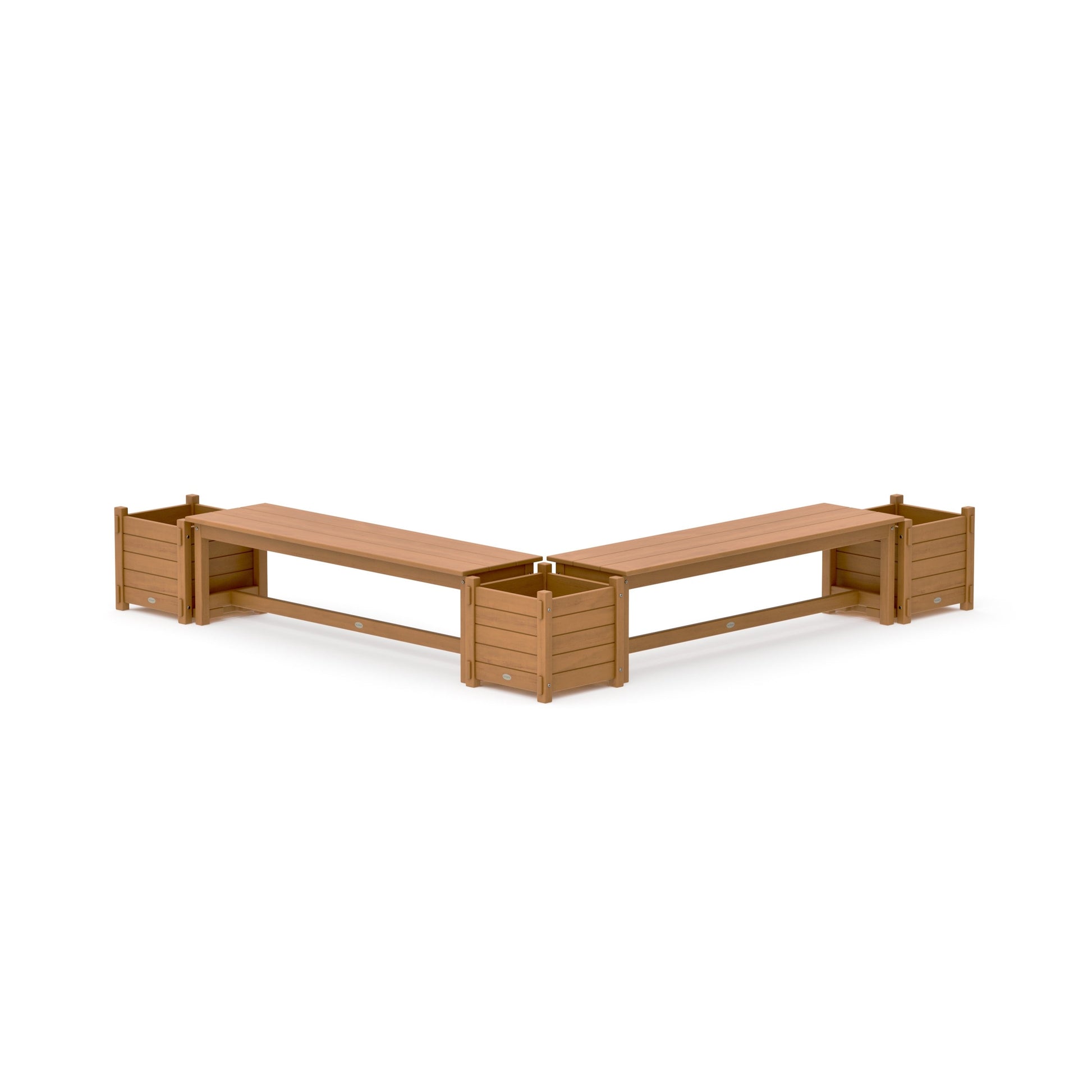 POLYWOOD 60" Nautical L- Shaped Planter Bench Corner Set — Natural