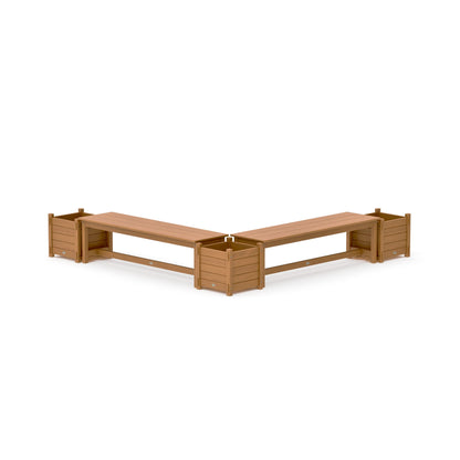 POLYWOOD 60" Nautical L- Shaped Planter Bench Corner Set — Natural