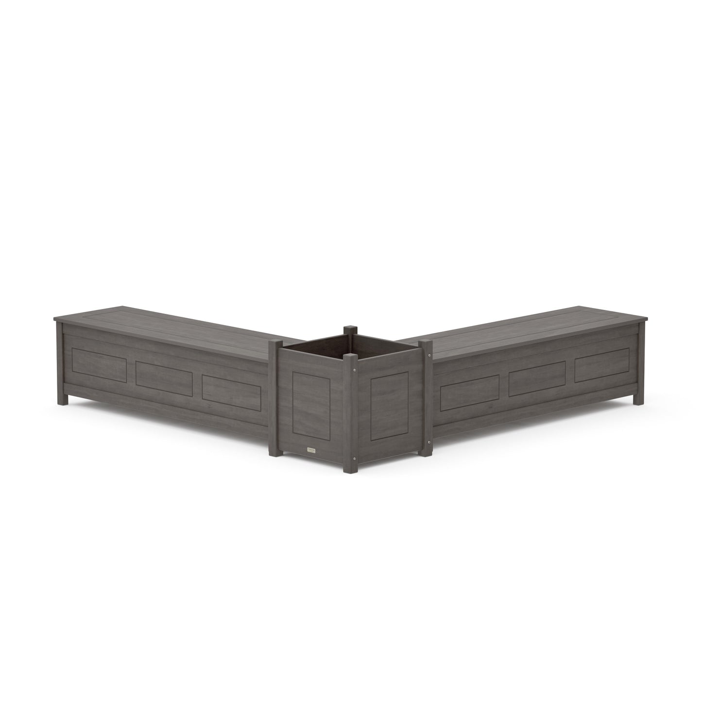 POLYWOOD 60" Country Living L- Shaped Planter Storage Bench Set- Large — Driftwood