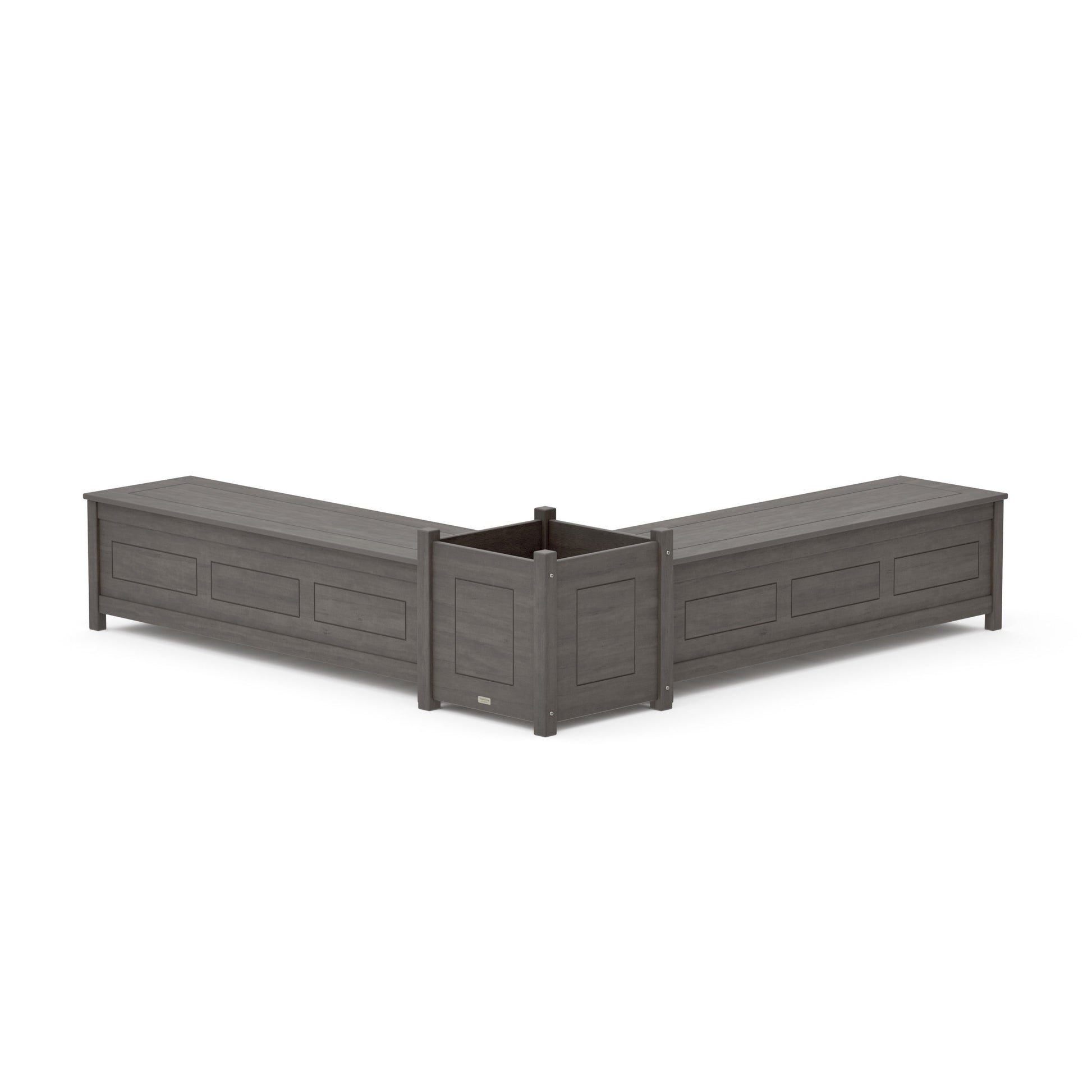 POLYWOOD 60" Country Living L- Shaped Planter Storage Bench Set- Large — Driftwood