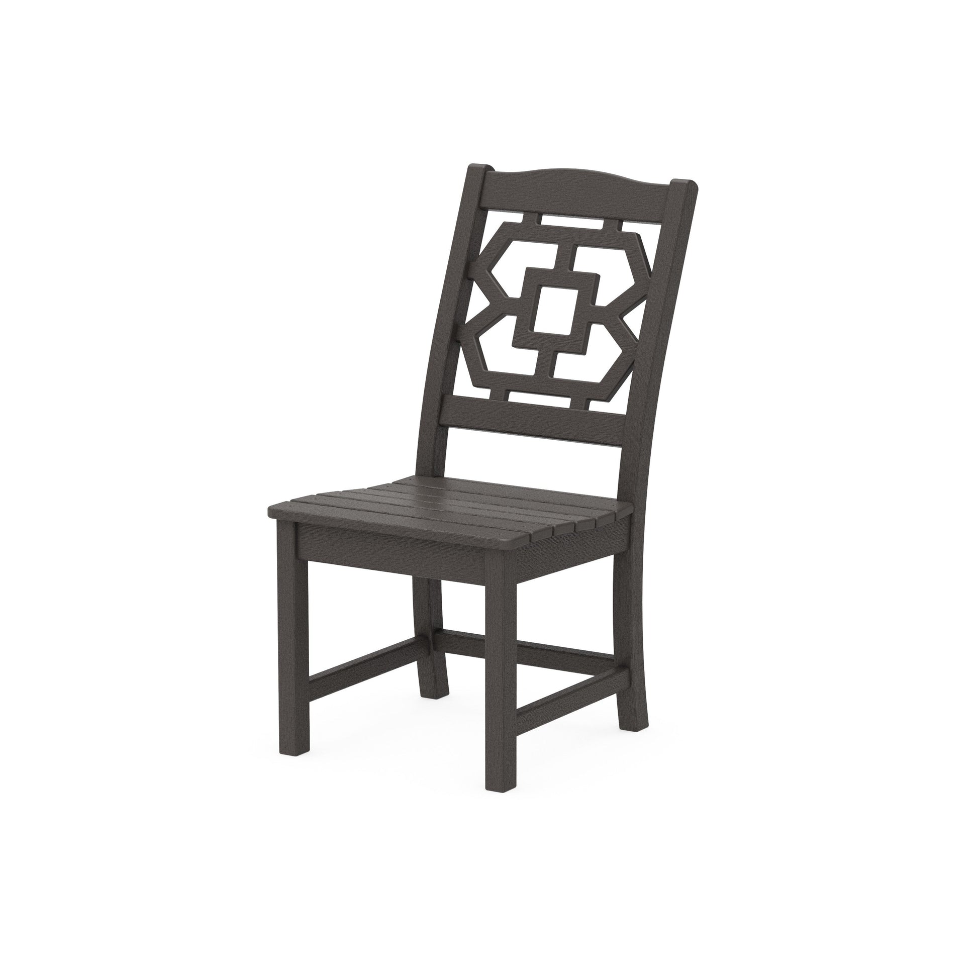 POLYWOOD Chinoiserie Dining Side Chair — Vintage Coffee