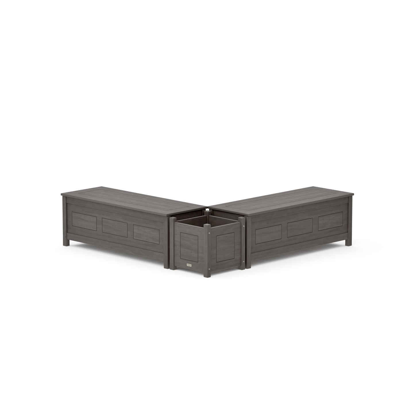 POLYWOOD 48" Country Living L- Shaped Planter Storage Bench Set — Driftwood