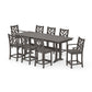 POLYWOOD Chippendale 9-Piece Farmhouse Counter Set with Trestle Legs — Driftwood