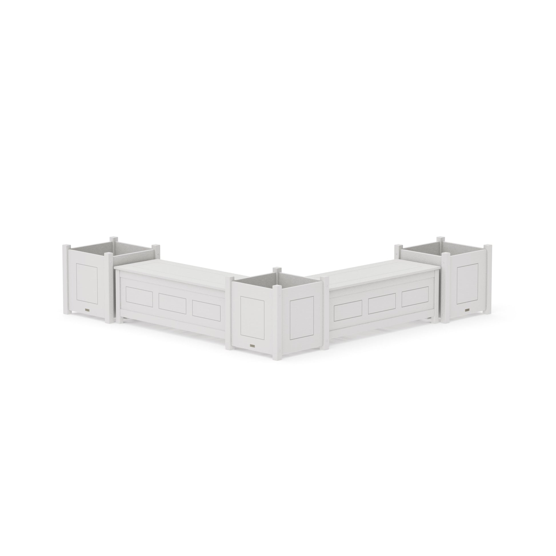POLYWOOD 48" Country Living L- Shaped Planter Storage Bench Corner Set- Large — Vintage White