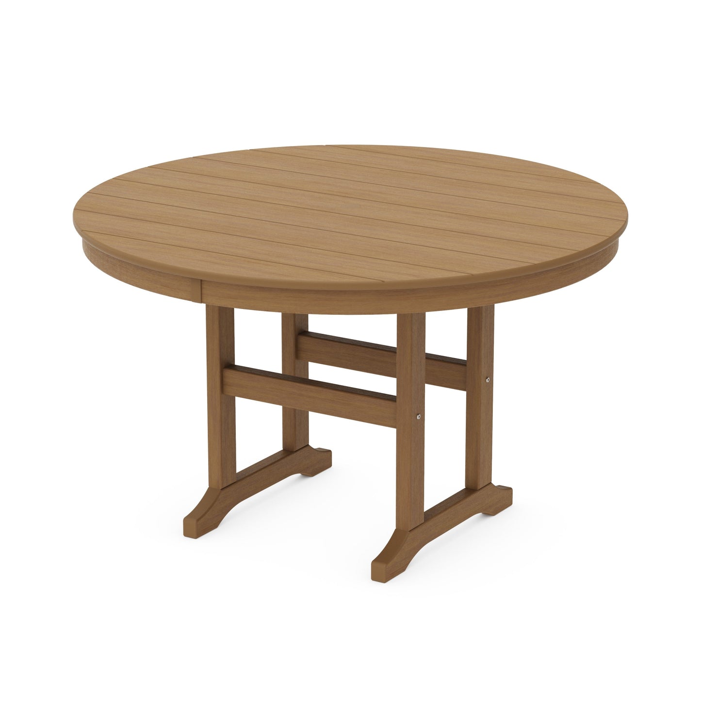 POLYWOOD 48" Round Farmhouse Dining Table — Natural