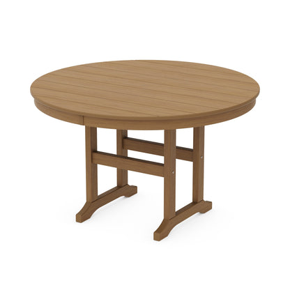 POLYWOOD 48" Round Farmhouse Dining Table — Natural