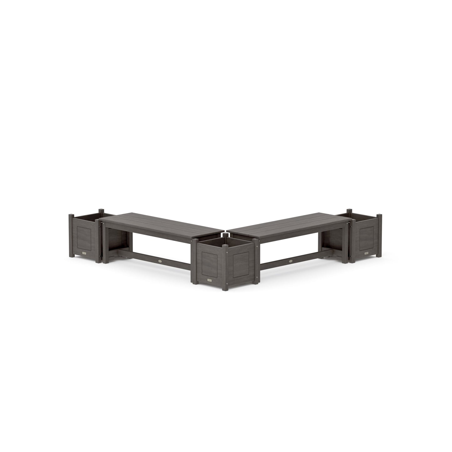 POLYWOOD 48" Country Living L- Shaped Planter Bench Corner Set — Driftwood