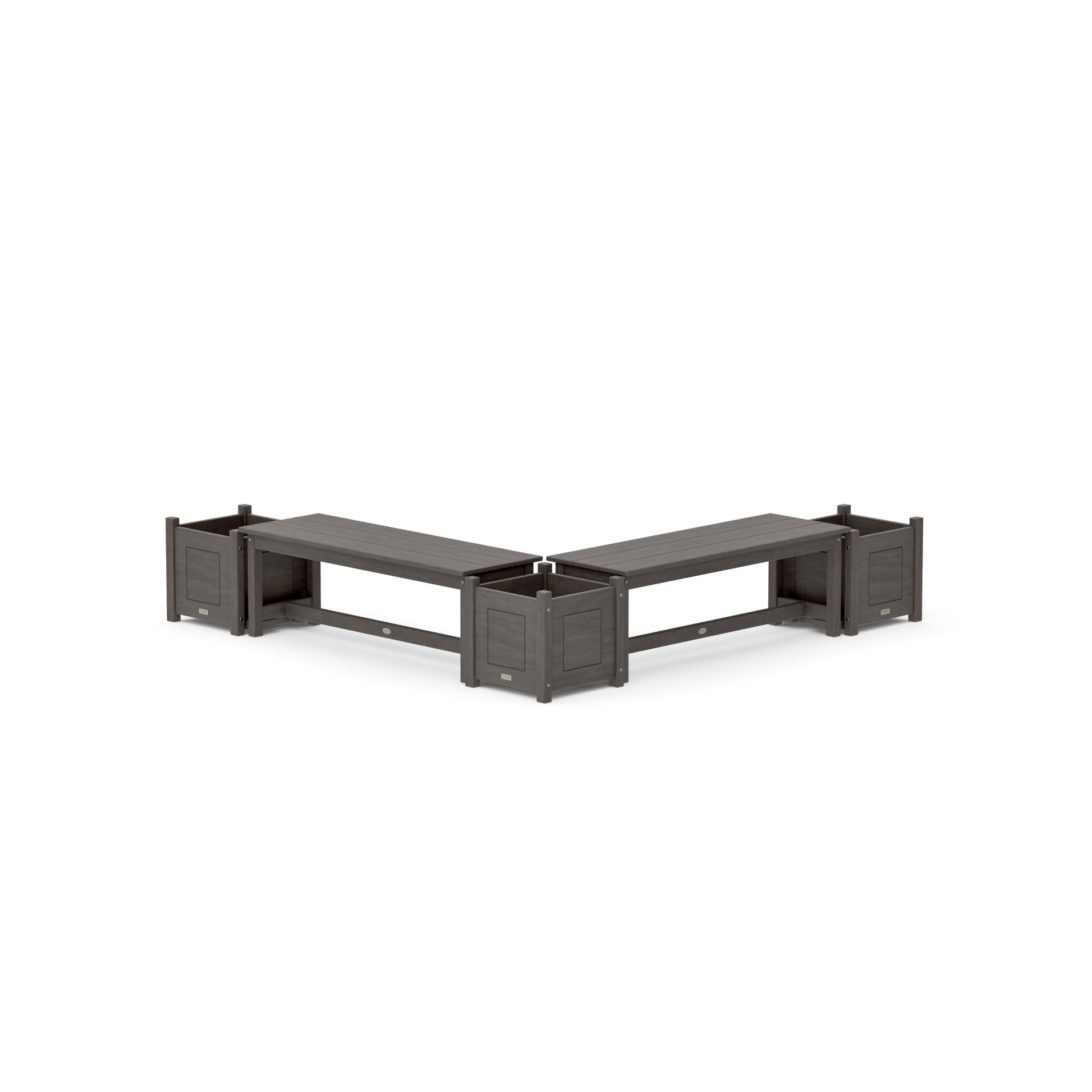 POLYWOOD 48" Country Living L- Shaped Planter Bench Corner Set — Driftwood