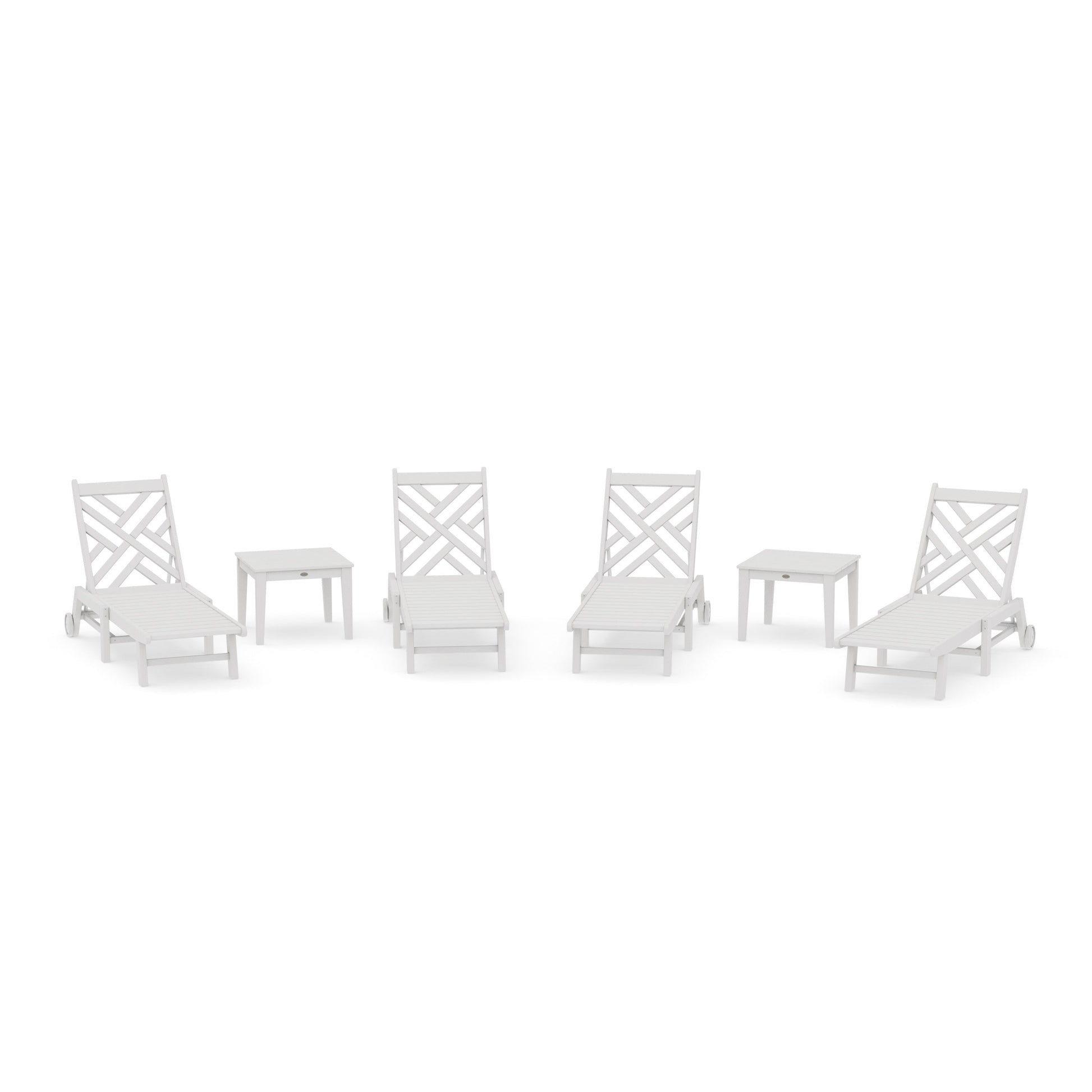 POLYWOOD Chippendale 6-Piece Chaise Set with Wheels — Vintage White