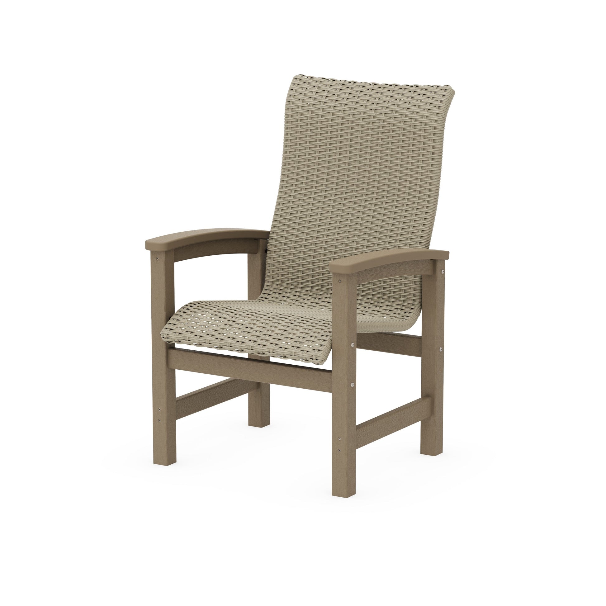 POLYWOOD Coastal Woven High-Back Dining Chair — Vintage Sahara / Dune Grass