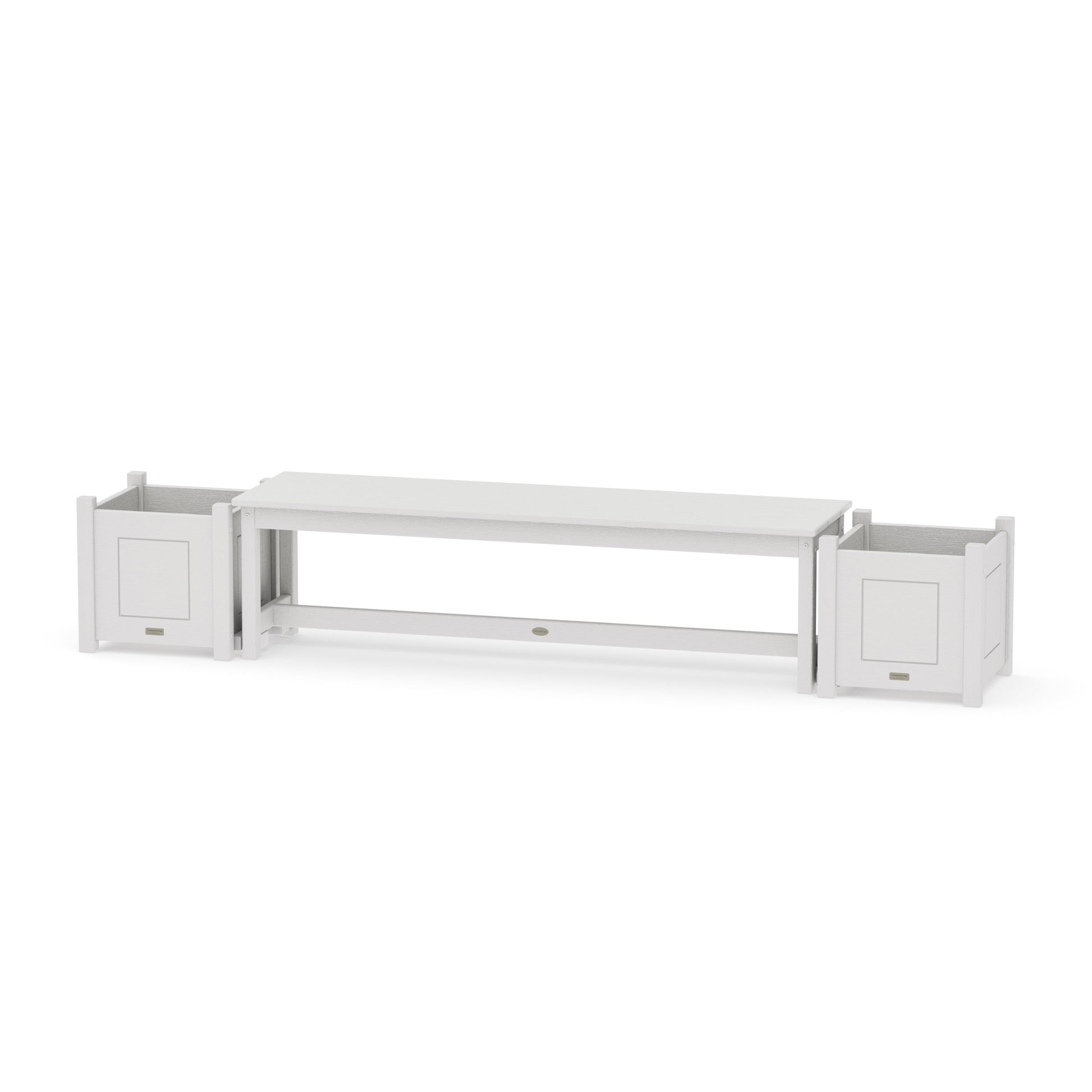 POLYWOOD 60" Country Living Straight Planter Bench Set — Vintage White