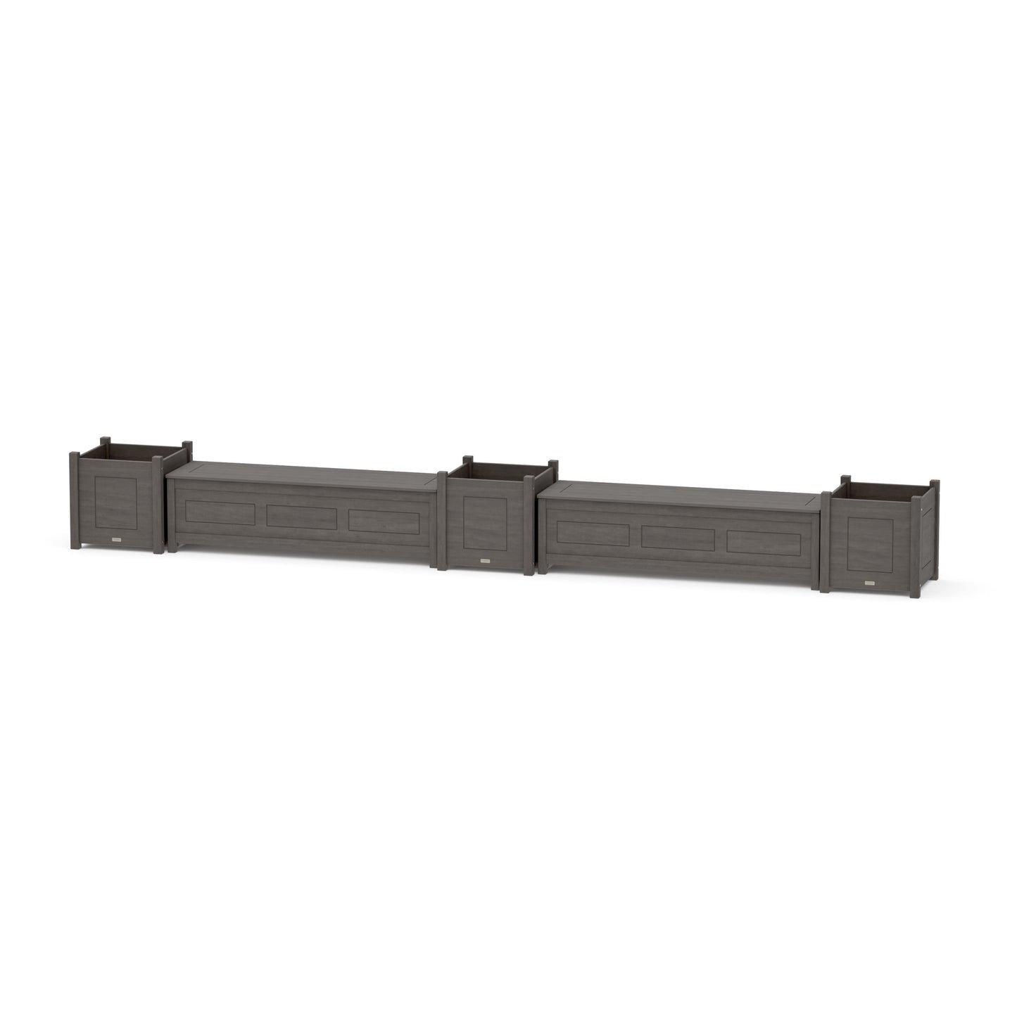 POLYWOOD 60" Country Living Straight Double Planter Storage Bench Set- Large — Driftwood
