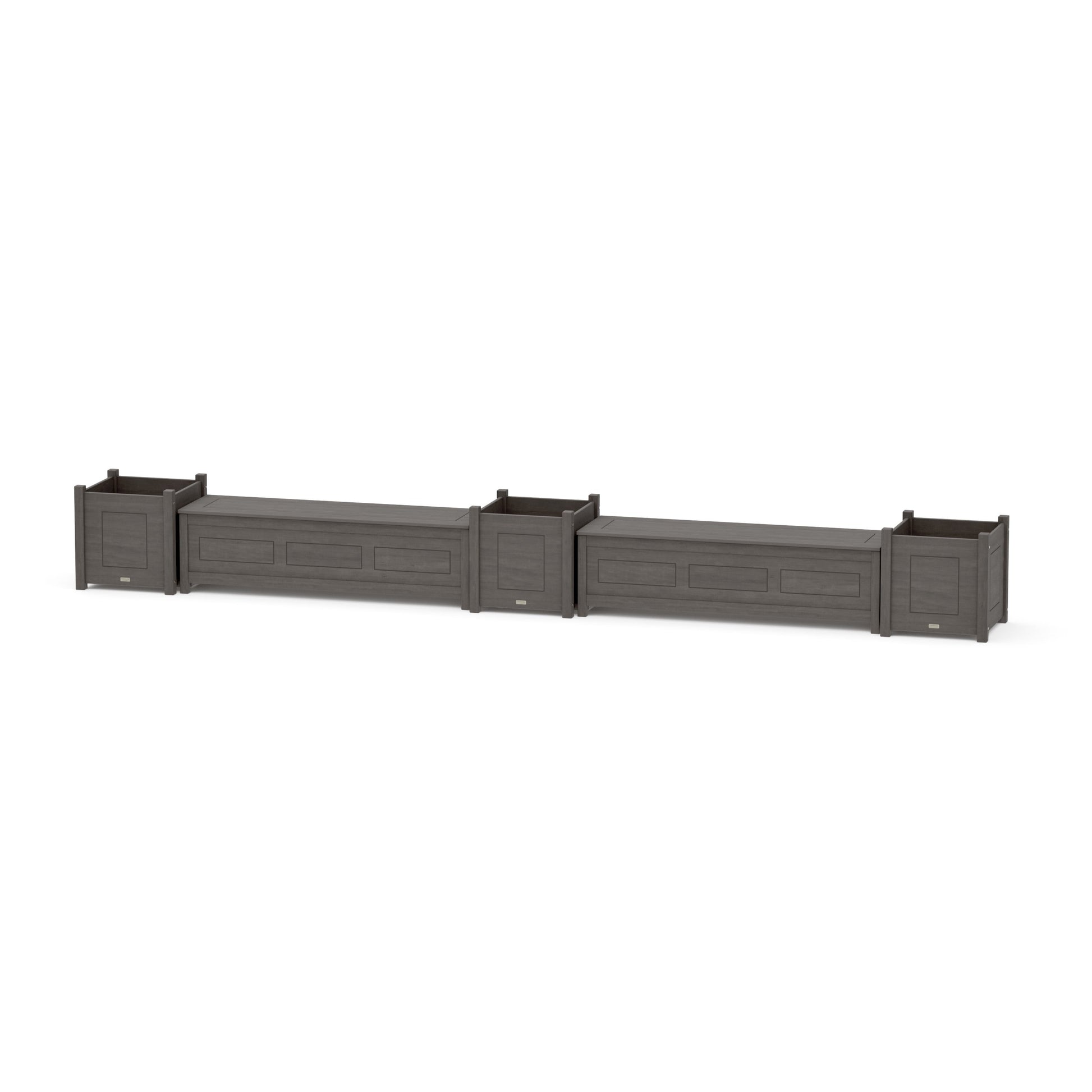 POLYWOOD 60" Country Living Straight Double Planter Storage Bench Set- Large — Driftwood