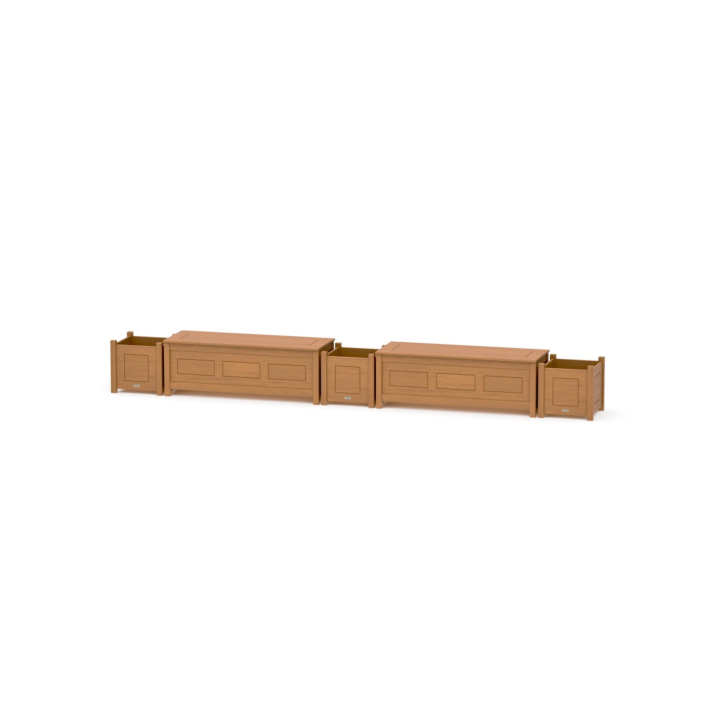 POLYWOOD 48" Country Living Straight Double Planter Storage Bench Set — Natural