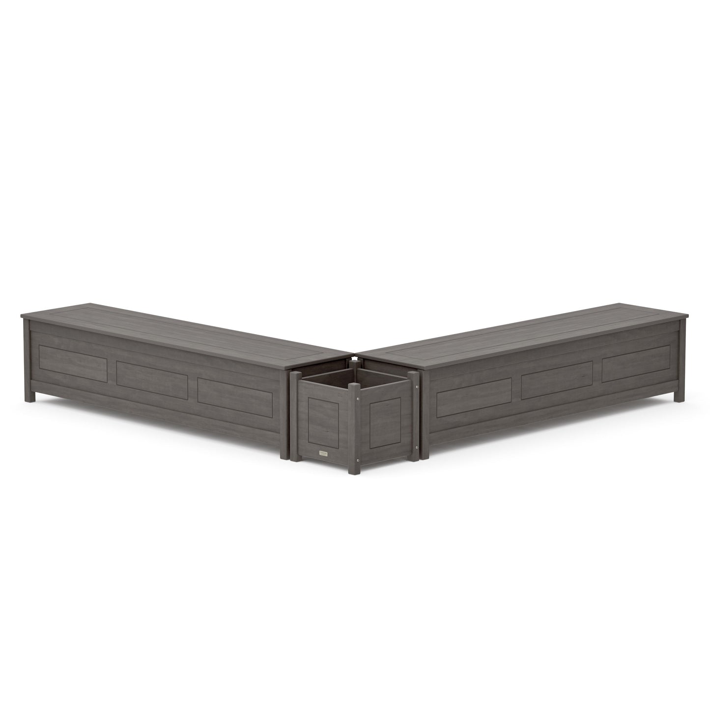 POLYWOOD 72" Country Living L- Shaped Planter Storage Bench Set — Driftwood
