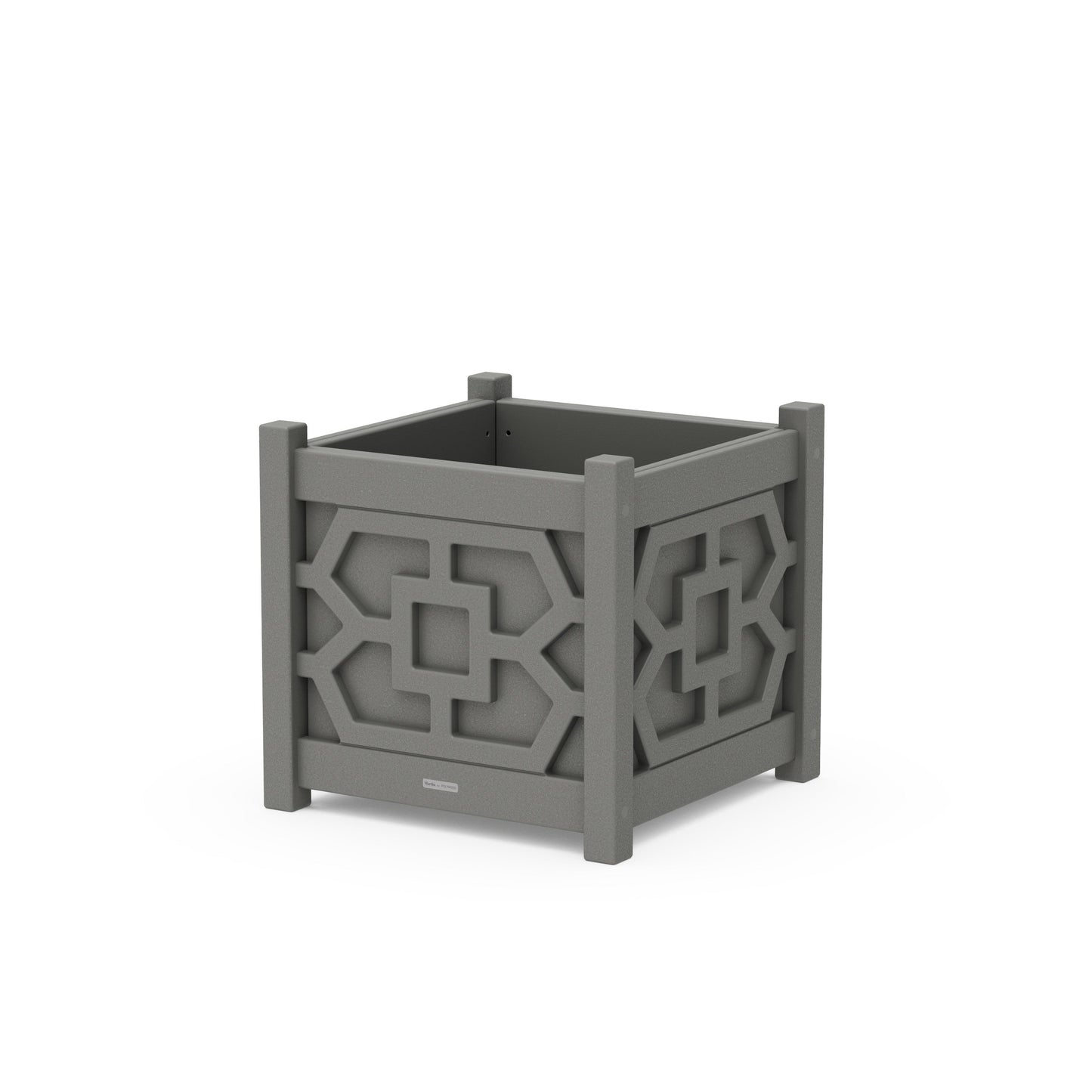 POLYWOOD Chinoiserie Large Square Planter Box — Slate Grey