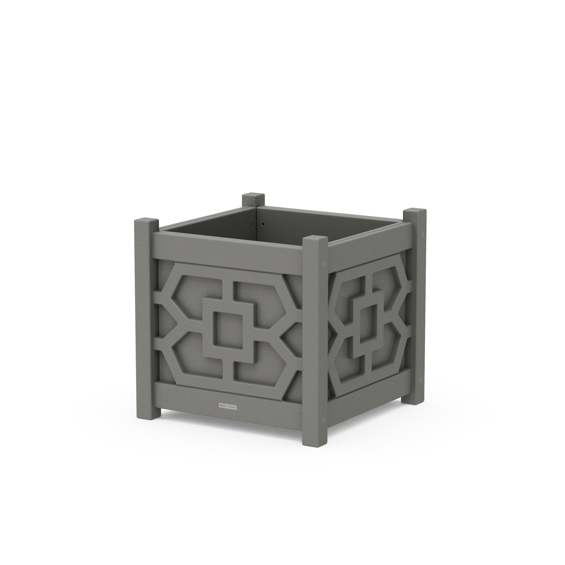 POLYWOOD Chinoiserie Large Square Planter Box — Slate Grey